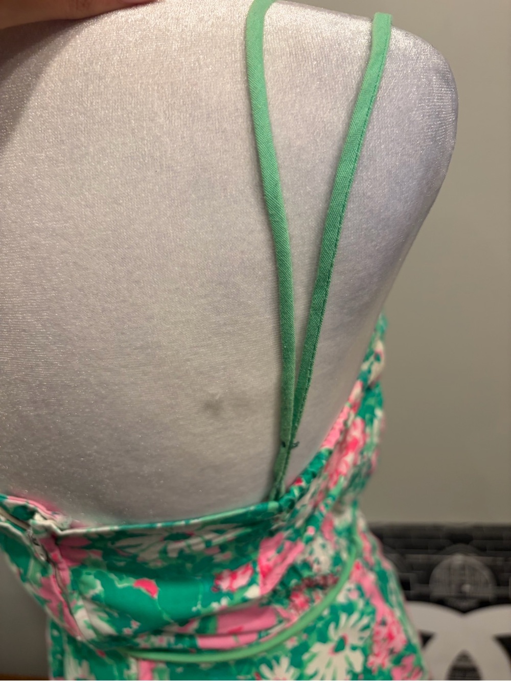 Floral Green & Pink Tie-Waist Romper - Picture 8 of 13